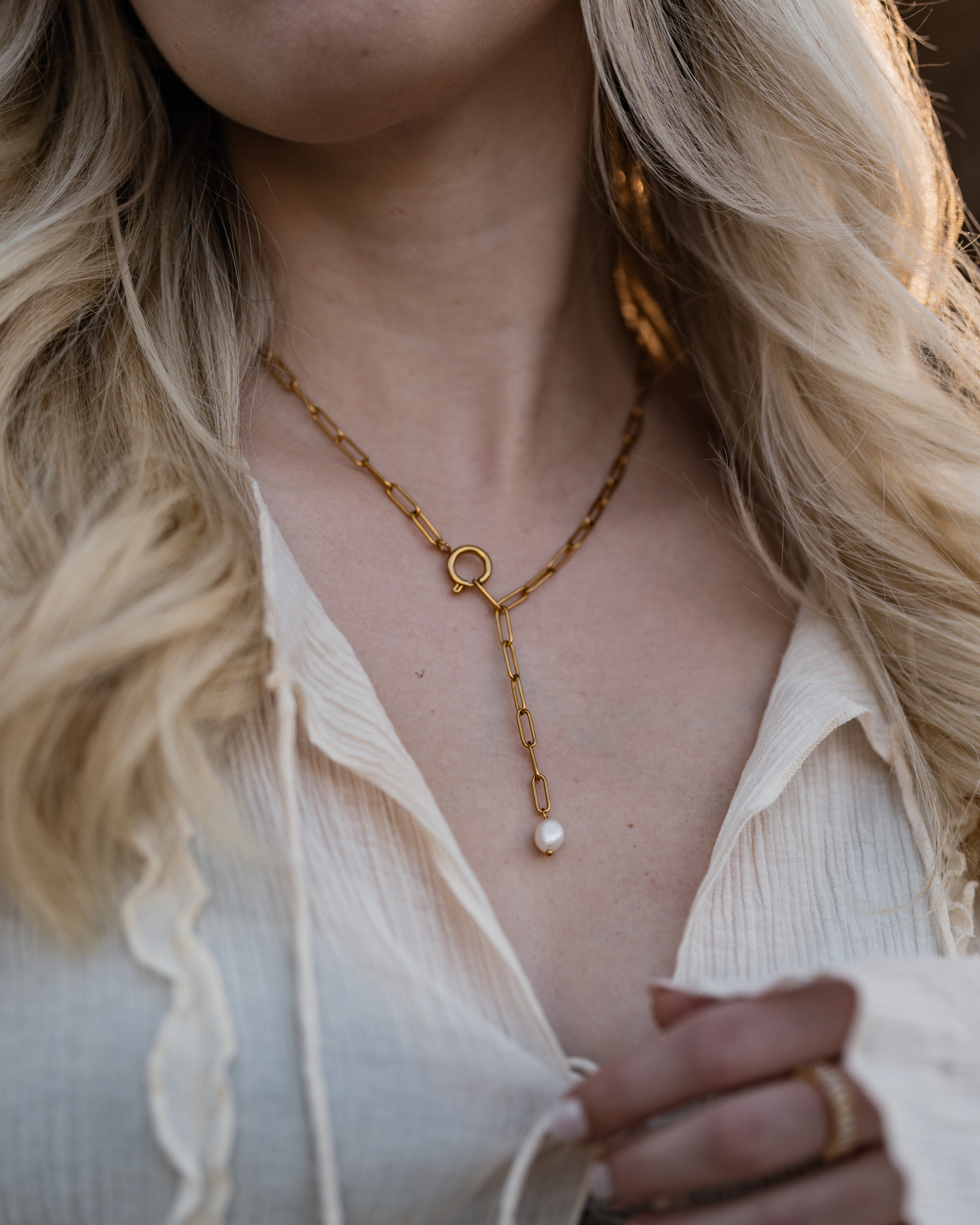 Chain Halskette mit Perle