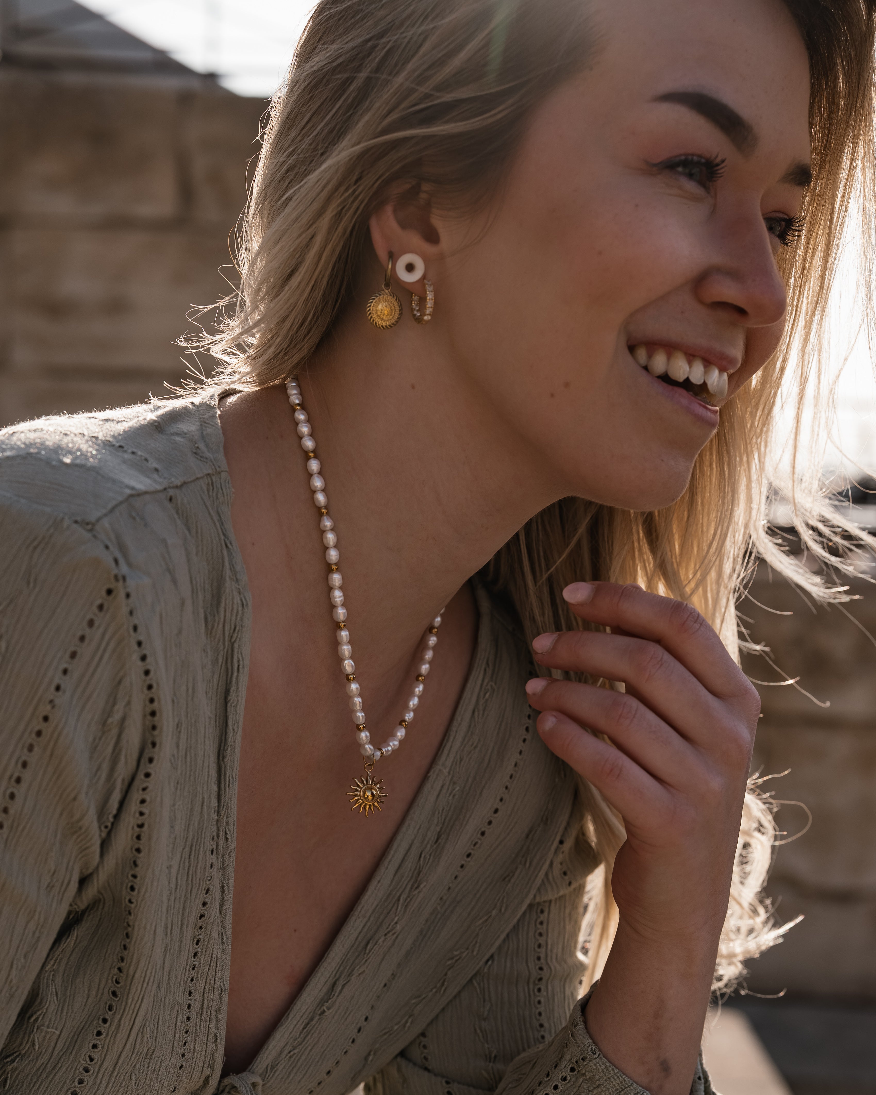 Goldener Schmuck, Edehlstahl Schmuck, Perlenkette